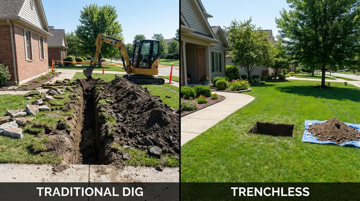 Trenchless sewer repair with minimal yard damage versus traditional excavation in Kettle Falls, WA